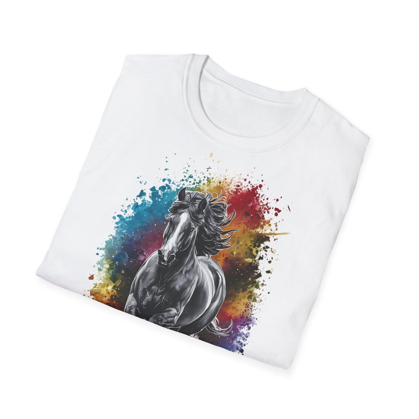 Horse Ink Spot - Front & Side Prints - Softstyle T-Shirt