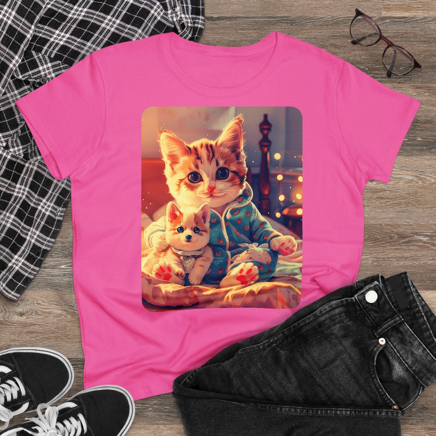 Cat Holding Corgi One - Colours - One Sided Print - Women's