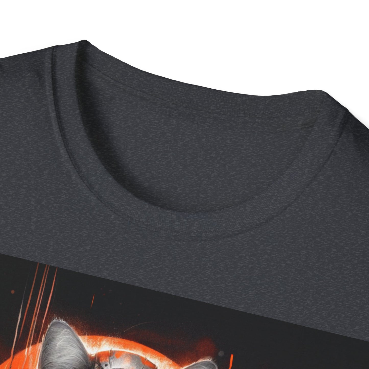 Futuristic Cat Holding Corgi - Front & Side Prints - Softstyle T-Shirt