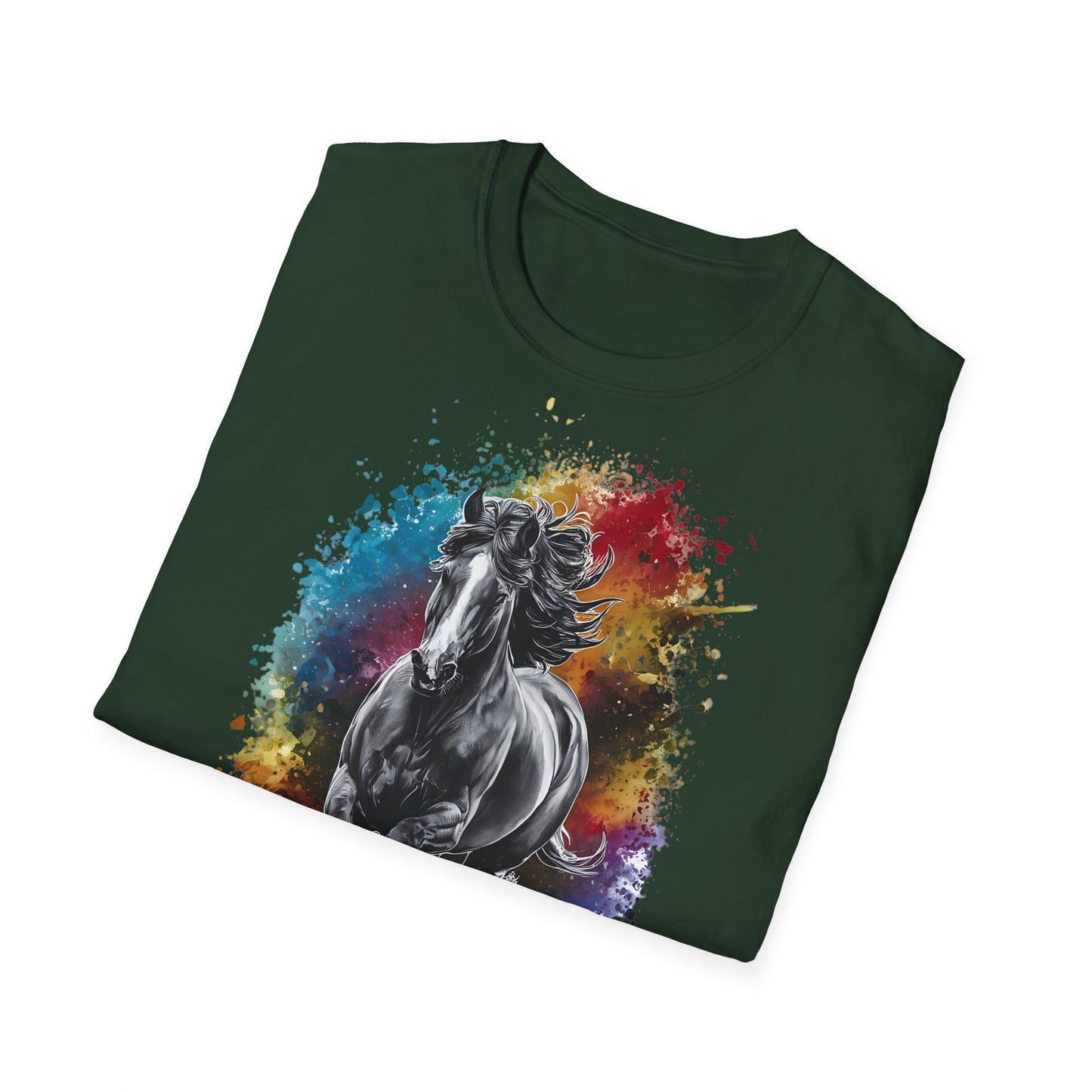 Horse Ink Spot - Front & Side Prints - Softstyle T-Shirt