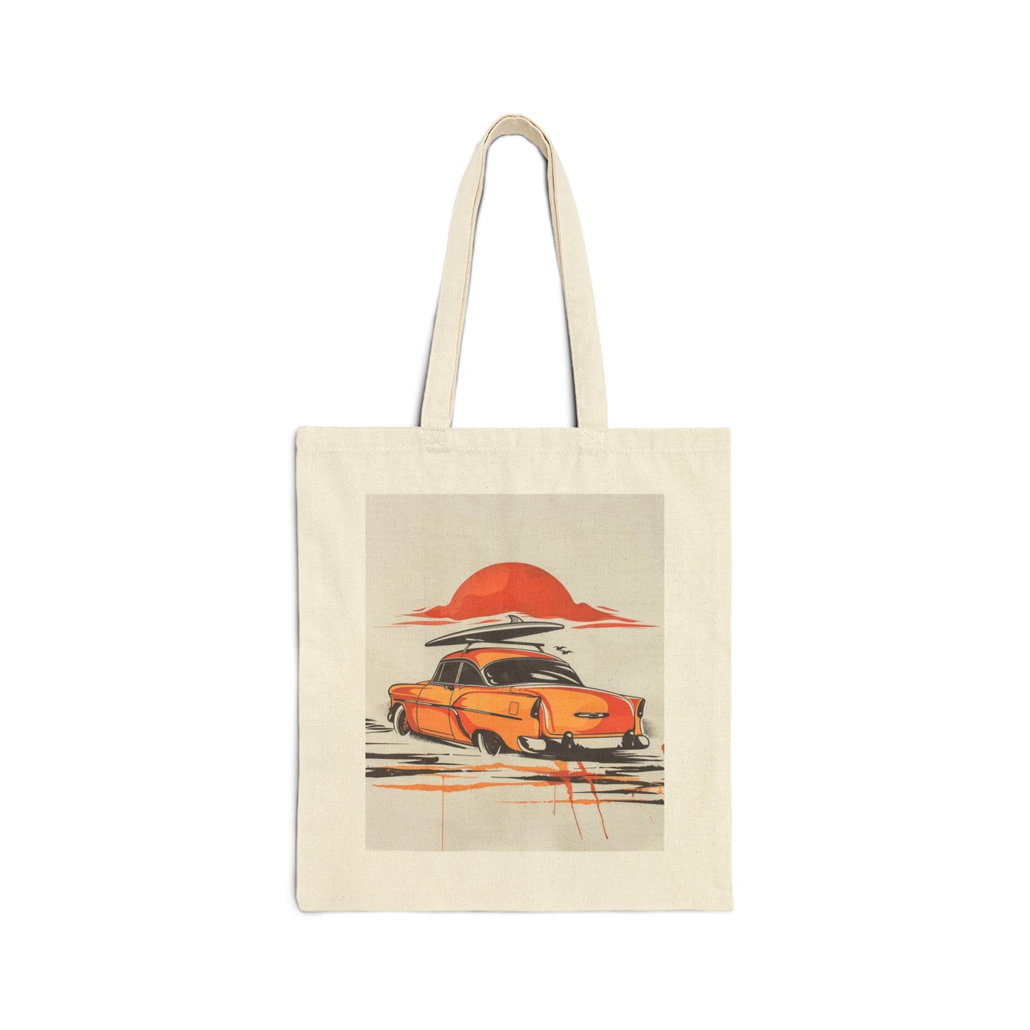 Classic Car with surfboard Tote Bag 15x16
