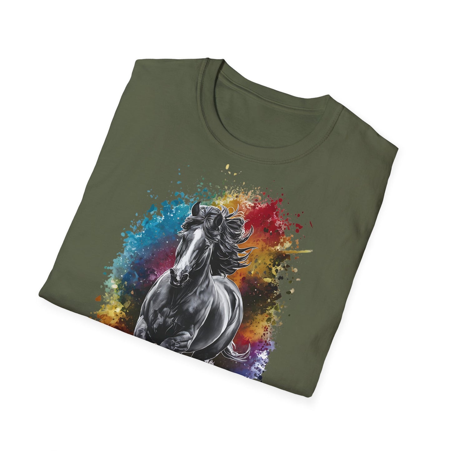 Horse Ink Spot - Front & Side Prints - Softstyle T-Shirt