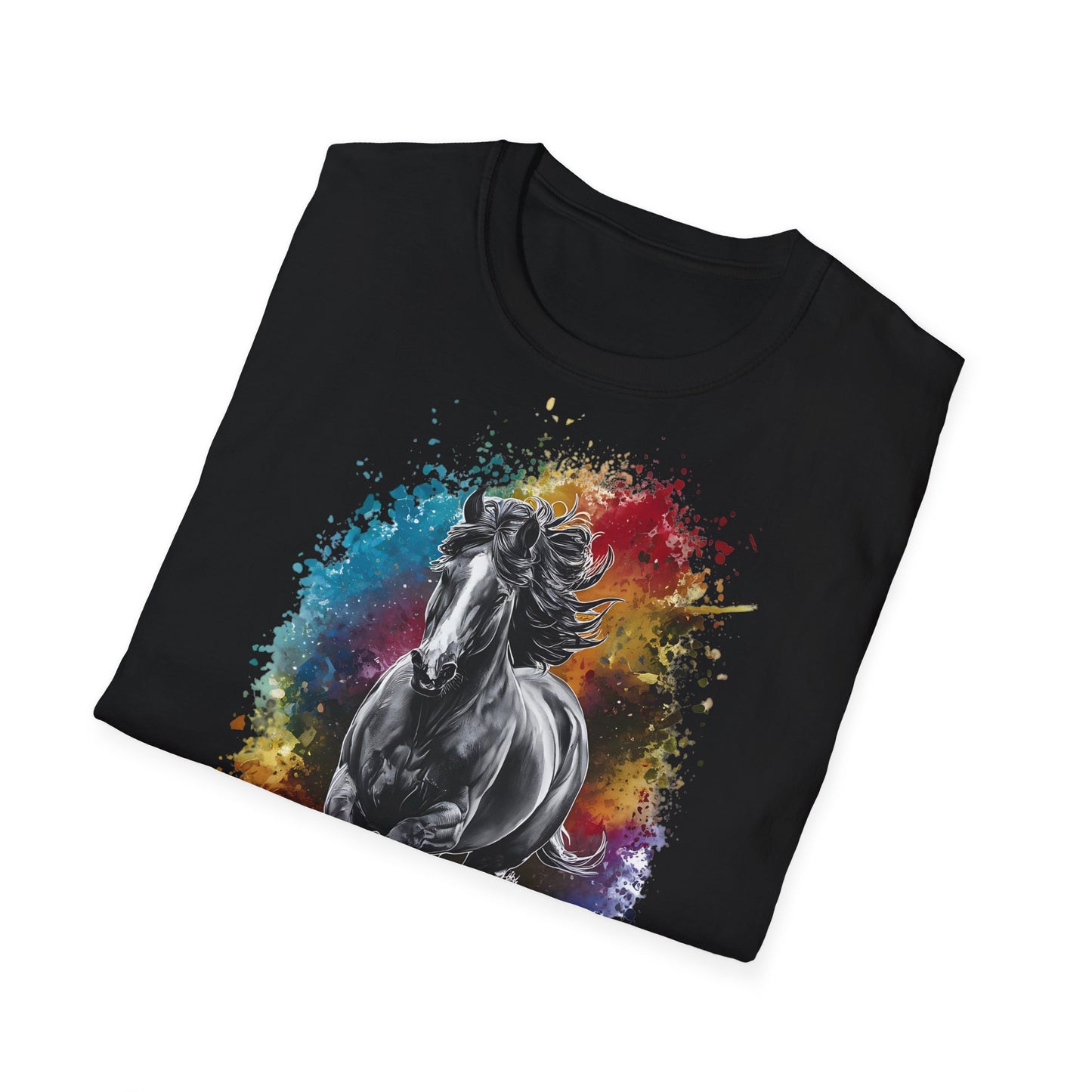 Horse Ink Spot - Front & Side Prints - Softstyle T-Shirt