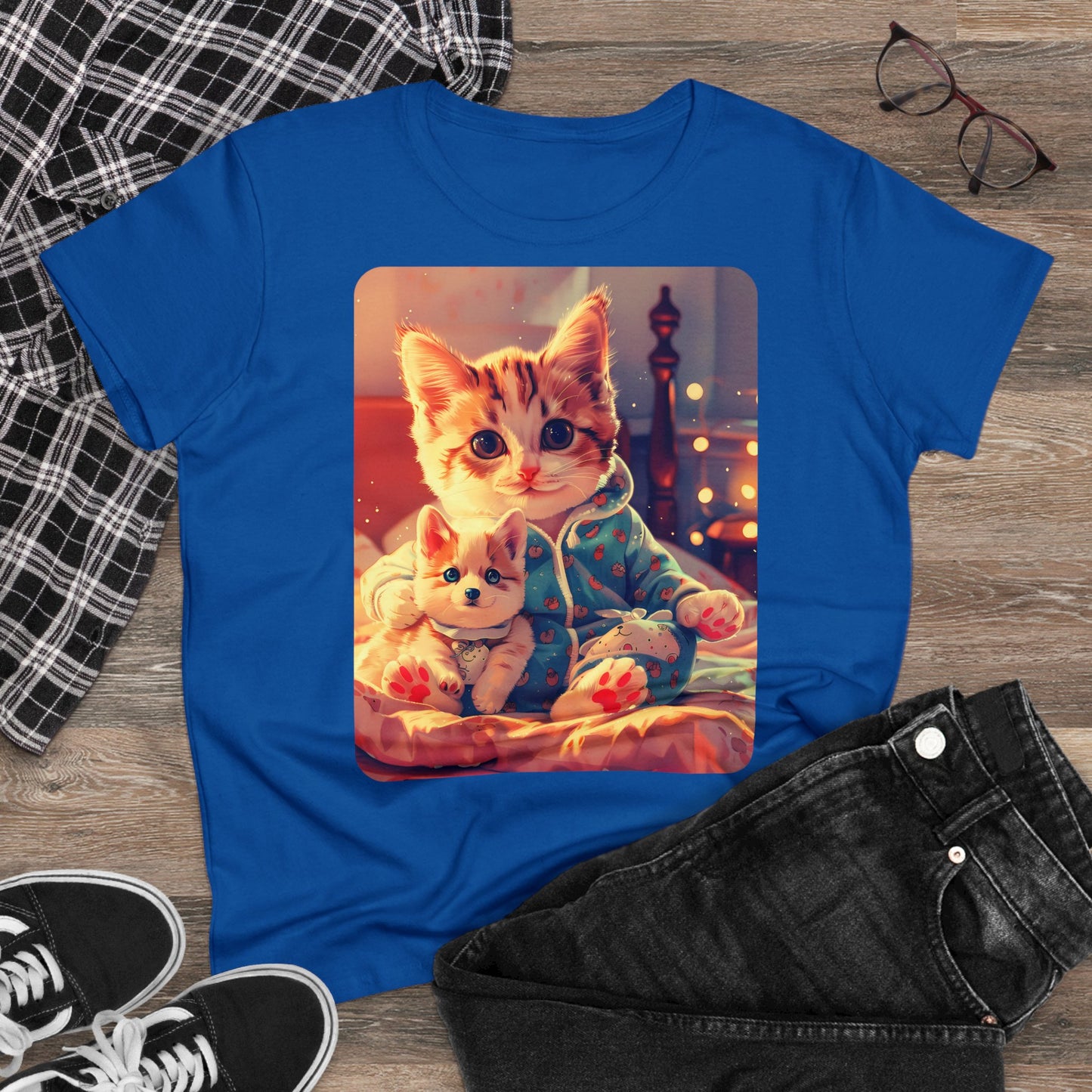 Cat Holding Corgi One - Colours - One Sided Print - Women's