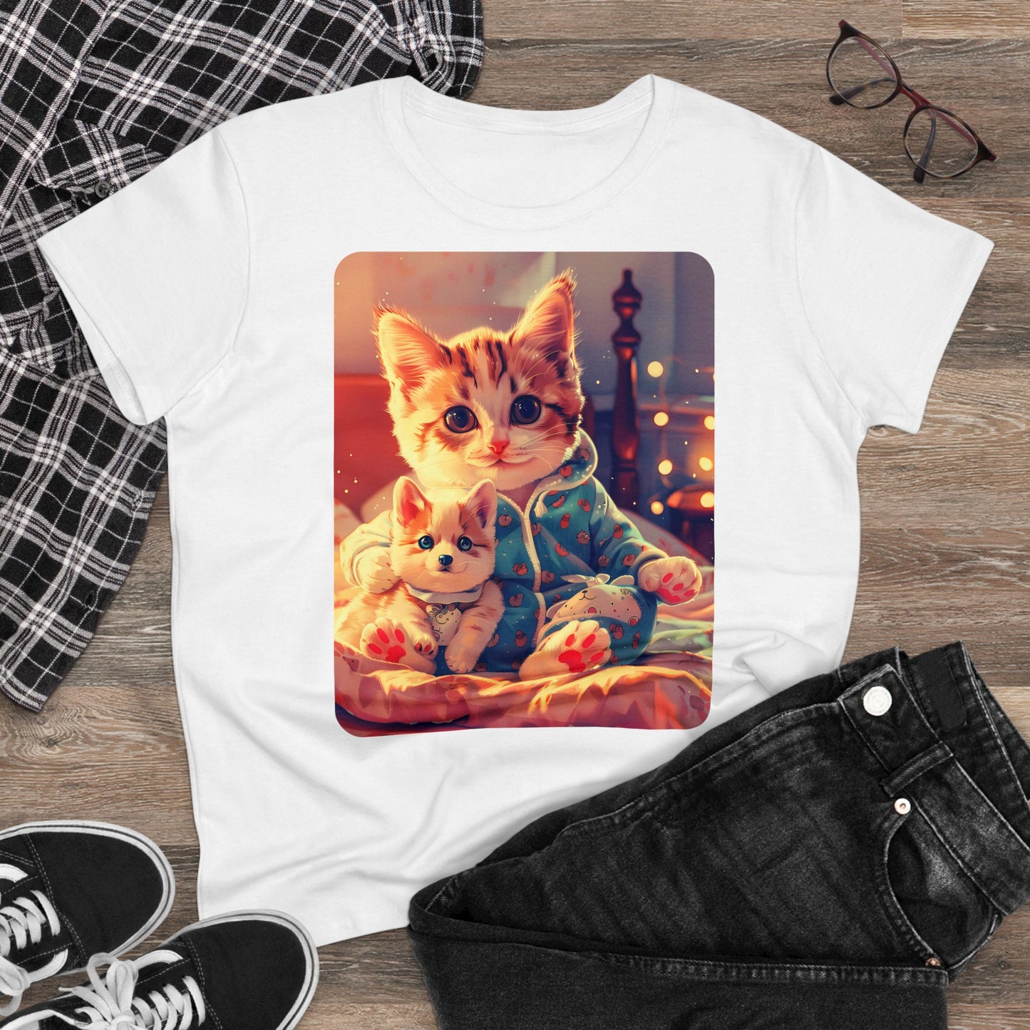 Cat Holding Corgi One - Colours - One Sided Print - Women's