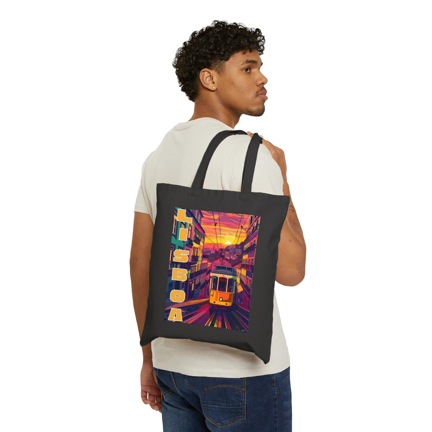 Lisboa Sunset Tram Tote Bag 15x16
