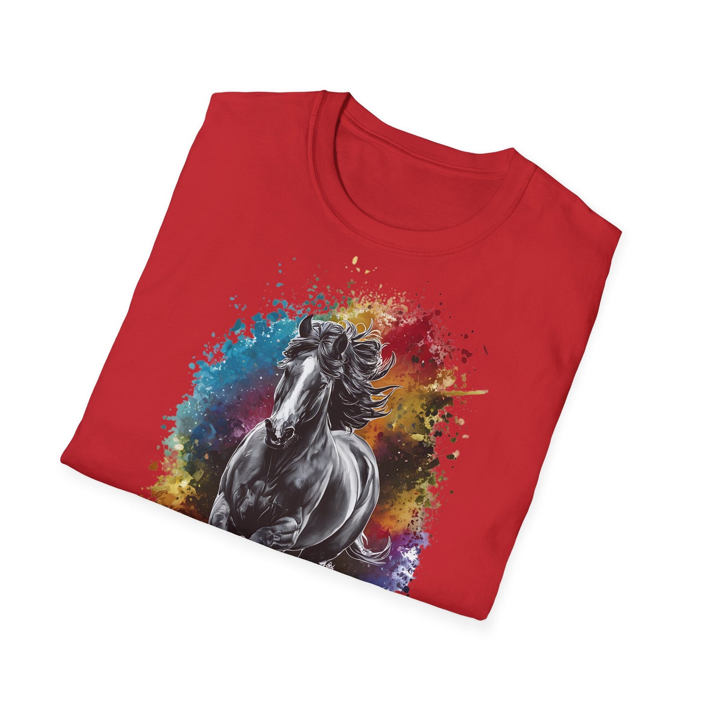 Horse Ink Spot - Front & Side Prints - Softstyle T-Shirt
