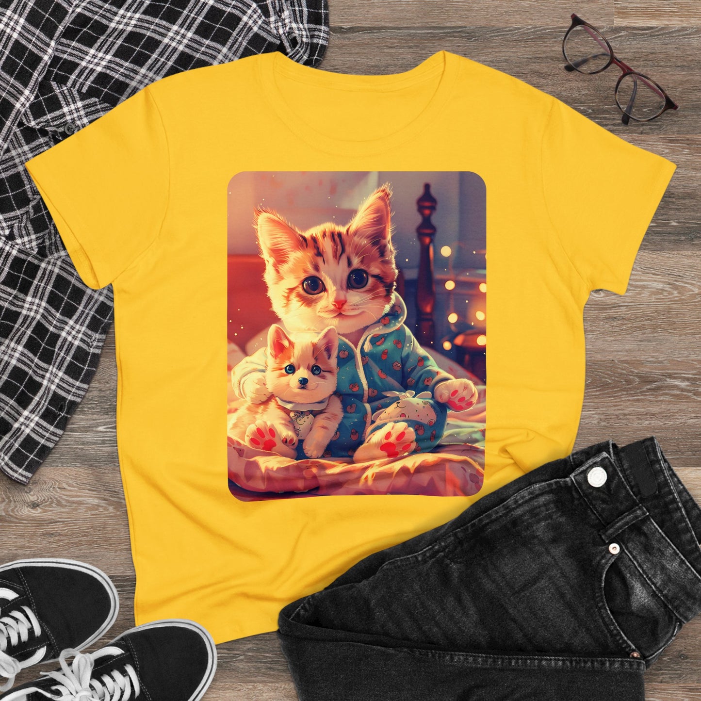 Cat Holding Corgi One - Colours - One Sided Print - Women's