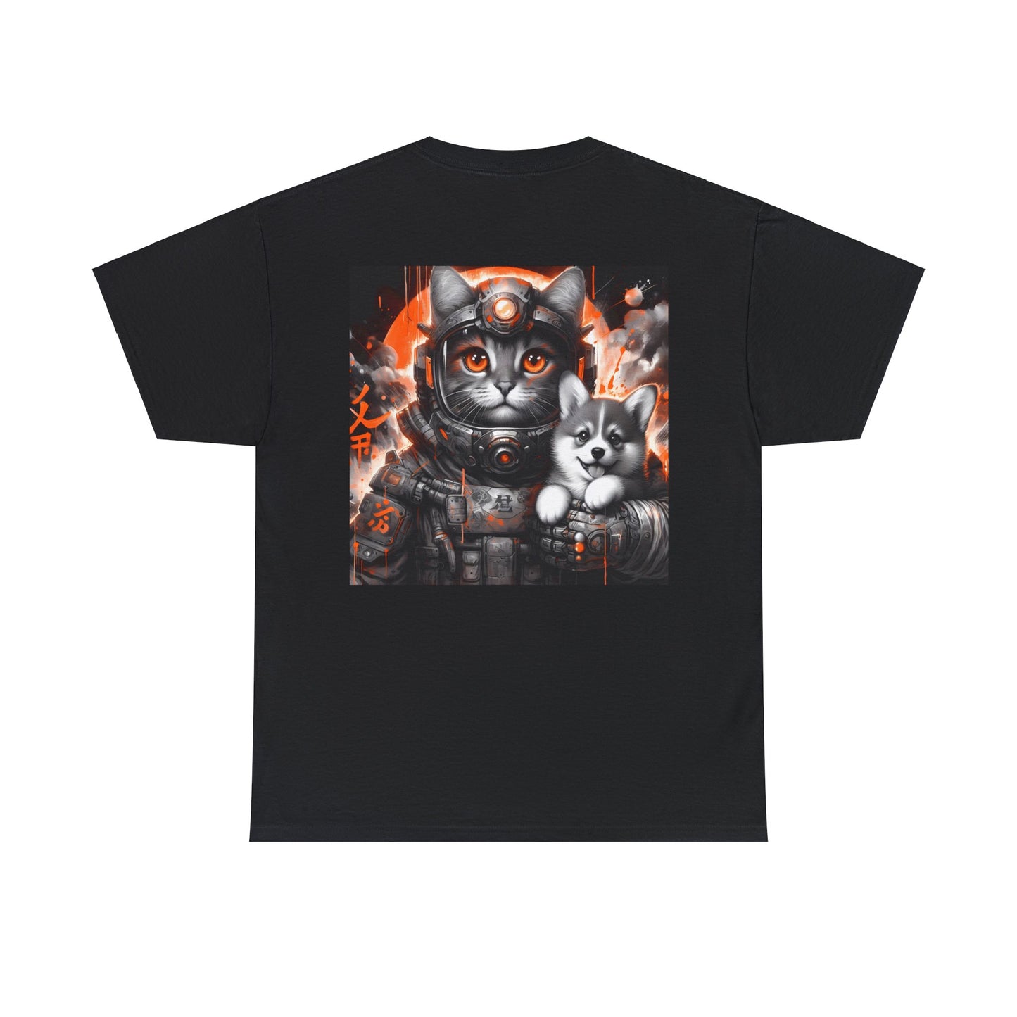 Cat holding corgi - Double Sided - Black