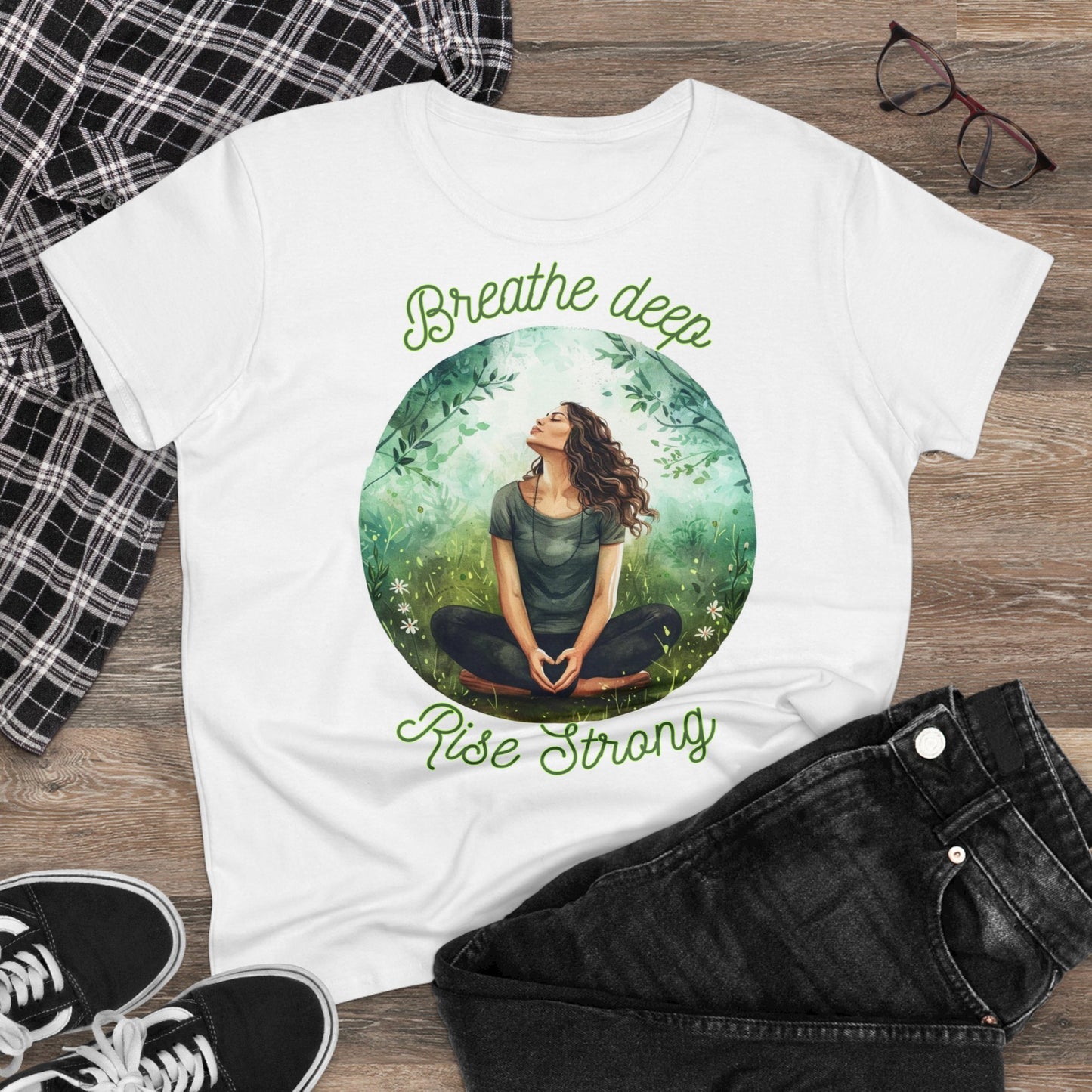 Breathe Deep Rise Strong - One Sided - White - Women's